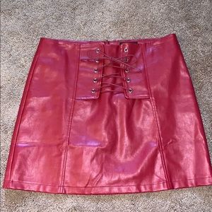Fashion Nova Red Leather Mini Skirt